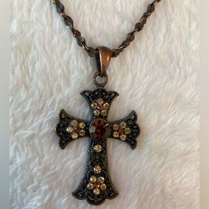 Copper‎ Tone Chain with Cross Pendant